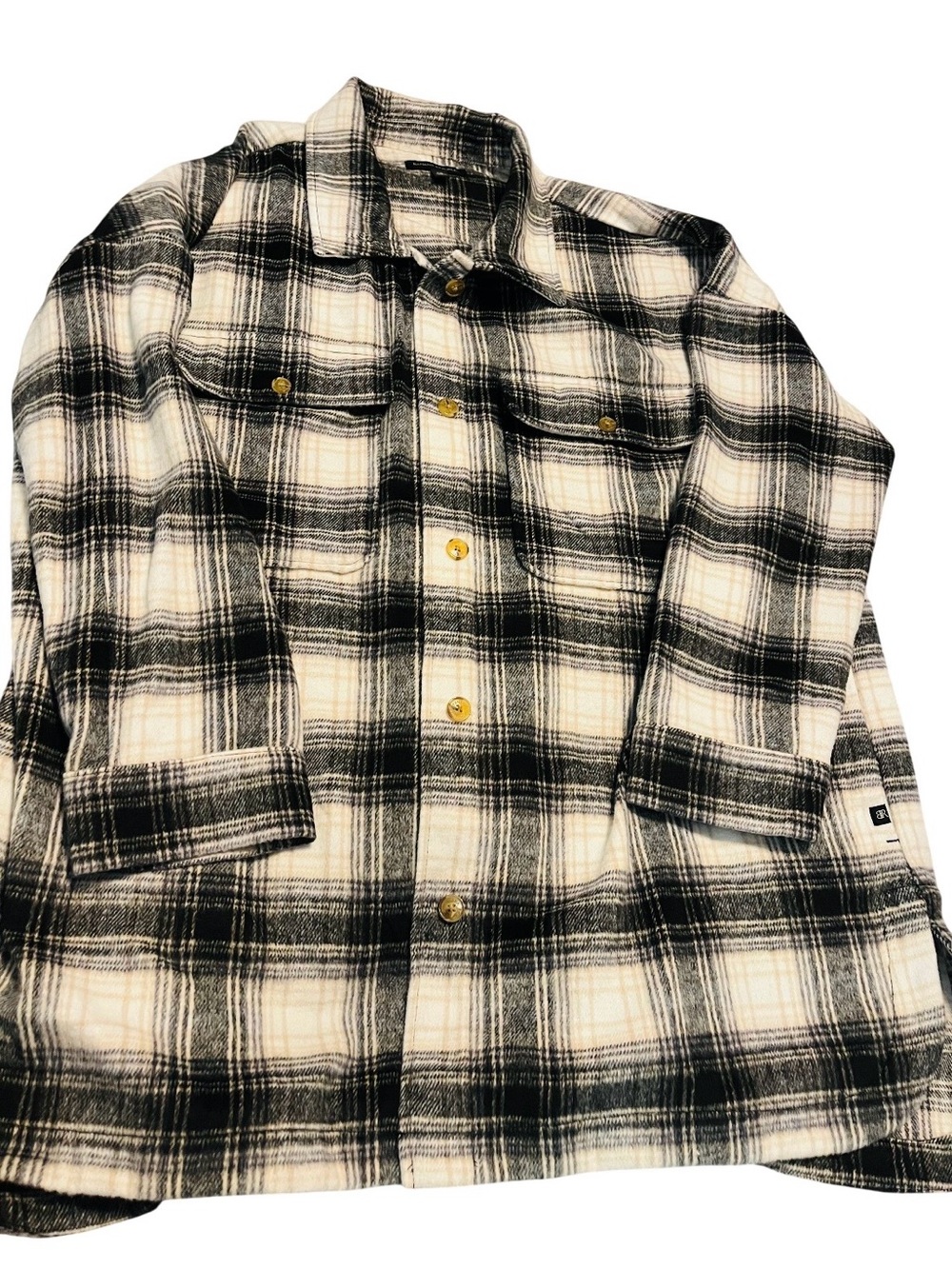 Banana Republic Black and White Plaid Lightweight Shirt Jacket